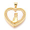 Brass Micro Pave Clear Cubic Zirconia Pendants, Cadmium Free & Lead Free, with Shell, Heart with Couple, Real 18K Gold Plated, 23.5x23x3.5mm, Hole: 5x3.5mm
