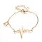 304 Stainless Steel Link & Charm Bracelets, Heartbeat, with Lobster Claw Clasps, Golden, 6-3/4 inch(170mm)
