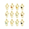 Natural & Synthetic Mixed Gemstone Pendants, 304 Stainless Steel Cross Charms with Jump Rings, Real 18K Gold Plated, 22x13x4mm, Hole: 2.5mm
