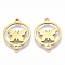 201 Stainless Steel Links connectors, Laser Cut Links, Flat Round with Butterfly, Golden, 19x15x1mm, Hole: 1mm