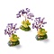 Natural Amethyst Chips & Resin Pedestal Display Decorations, with Brass Finding, Tree, 71~74x49~53x32~34mm