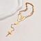 201 Stainless Steel Rosary Bead Necklaces, Rectangle Virgin Cross Long Y Tassel Necklaces for Women, Golden, 22.83 inch(58cm)