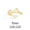 Twelve Constellation Brass Micro Pave Clear Cubic Zirconia Cuff Rings, Golden, Pisces, Inner Diameter: Adjustable