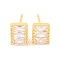 Brass Micro Pave Cubic Zirconia Stud Earrings for Women, Lead Free & Cadmium Free, Rectangle, Clear, Clear, 9.5x7.5mm
