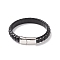 Leather Braided Cord Bracelets, with 304 Stainless Steel Magnetic Clasps, Black, Stainless Steel Color, 8-7/8 inch(22.5cm), 11.5mm