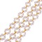 Brass Handmade Beaded Chains, with CCB Plastic Beads and Spool, Long-lasting Plated, Unwelded, Flower,White, Golden, Flower: 11x12.5x4mm, Link: 8x3x1.5mm, about 32.8 Feet(10m)/roll