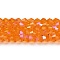 Transparent Electroplate Glass Beads Strands, AB Color Plated, Faceted, Bicone, Orange, 2.9~3.3mm, about 135~140pcs/strand, 38~40cm