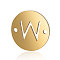 201 Stainless Steel Links connectors, Flat Round with Letter, Golden, Letter.W, 12x0.8mm, Hole: 0.8mm