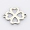 Tarnish Resistant 201 Stainless Steel Slice Links connectors, Four-Leaf Clover, Stainless Steel Color, 16.5x21x1mm, Hole: 1mm