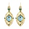 Rack Plating Brass Micro Pave Clear Cubic Zirconia Stud Earrings for Women, Cadmium Free & Lead Free, Long-Lasting Plated, Evil Eye, Real 18K Gold Plated, Dodger Blue, 44x20.5mm