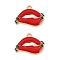Cinco De Mayo Theme Alloy Enamel Pendants, Golden, Lip, 17.5x24.5x2.5mm, Hole: 1.8mm, 10pcs/set