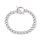 Tarnish Resistant 304 Stainless Steel Curb Chain Bracelet with Toggle Clasp for Women, Stainless Steel Color, 8-5/8 inch(22cm)