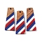 Independence Day Opaque Striped Resin & Walnut Wood Pendants, Geometric Charms, Trapezoid, 38x15x3.5mm, Hole: 2mm
