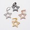 CZ Brass Micro Pave Cubic Zirconia Five-Pointed Star Charms, Mixed Color, 15x14x2mm, Hole: 4mm, Ring: 5.5x1.2mm