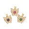 Brass Micro Pave Cubic Zirconia Pendants, Cadmium Free & Lead Free, Real 18K Gold Plated, Hollow Butterfly with Flower Charms, Mixed Color, 18.5x18x4mm, Hole: 3.5x4.5mm