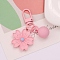 Resin Flower Pendant Decoration, with Bell and Swivel Snap Hooks Clasps, for Bag Ornaments, Pink, 31x15mm