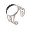 304 Stainless Steel Cuff Ring Components, Pad Ring Settings, Round, Stainless Steel Color, Tray: 14mm, Inner Diameter: 18.8mm