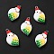 Christmas Opaque Resin Pendants, with Platinum Tone Iron Loops, Snowman with Tree Charm, White, 31x17.5x7mm, Hole: 2x2.5mm