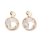 Brass Cubic Zirconia Charms, Round, Clear, 8x5.5x3mm, Hole: 1mm