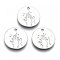 Alloy ASL Pendants, Cadmium Free & Lead Free, Flat Round with Gesture Language, Platinum, High Five, 18x1mm, Hole: 1.8mm