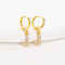 Brass Micro Pave Clear Cubic Zirconia Hoop Earrings, Golden, Letter J, 25x8mm