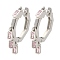 Cubic Zirconia Rectangle Dangle Hoop Earrings, Rack Plating Brass Earrings for Women, Lead Free & Cadmium Free, Platinum, 21.5x17x2mm