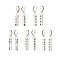 5Pair 5 Style Acrylic Cube Letter Beaded Dangle Leverback Earrings, 304 Stainless Steel Jewelry for Women, White, 42~48mm, Pin: 0.6mm, 1 Pair/style