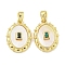 Brass with Cubic Zirconia with Sea Shell Pendants, Cadmium Free & Nickel Free & Lead Free, Oval, Green, Real 18K Gold Plated, 18.5x13.5x4.5mm, Hole: 5x3mm