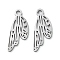 Non-Tarnish 304 Stainless Steel Pendants, Manual Polishing, Wings Charms, Stainless Steel Color, 17.5x8x1mm, Hole: 1.6mm