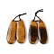 2Pcs Natural Tiger Eye Pendants, Gems Charms, Teardrop, 42x14x4mm, Hole: 1mm