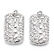 Brass Micro Pave Cubic Zirconia Pendants, Cadmium Free & Lead Free, Rectangle Charms, with Jump Ring, Platinum, 23x14x2.5mm, Hole: 3mm