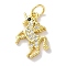 Rack Plating Brass Micro Pave Cubic Zirconia Pendants, Long-Lasting Plated, Lead Free & Cadmium Free, Horse, Real 18K Gold Plated, 17x12x2mm, Hole: 3.4mm