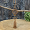 Bohemian Alloy & Wood & Cotton Cord Tassel Pendant Necklaces, Ring with Woven Web, Red Copper, 31.50 inch(80cm)