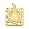 Jesus Brass Micro Pave Cubic Zirconia Pendants, Cadmium Free & Lead Free, Long-Lasting Plated, Rack Plating, Real 18K Gold Plated, Rectangle, 20.5x18x3.3mm, Hole: 3.5mm