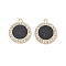 Alloy Rhinestone Pendants, Acrylic, Flat Round, Golden, 22x19x2.5mm, Hole: 1.8mm