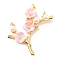 Zinc Alloy Cabochons, with Plastic Imitation Pearls and Rhinestones, Flower Branch, Pink, 53x48.5x7.6mm