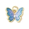 Brass Enamel Charms, Butterfly Charms, with Jump Ring, Lead Free & Cadmium Free, Long-Lasting Plated, Rack Plating, Real 18K Gold Plated, Cornflower Blue, 12x15x3.5mm, Hole: 3.4mm