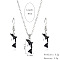 Alloy Enamel Pendant Necklaces & Dangle Earrings Sets, Platinum, Whale, 35x9mm & 460mm