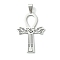 Non-Tarnish 201 Stainless Steel Pendants, Ankh Cross with Wing Charm, Stainless Steel Color, 47x30x1.5mm, Hole: 8x4.5mm