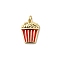 Rack Plating Brass Enamel Pendants, Long-Lasting Plated, Lead Free & Cadmium Free, with Jump Ring, Real 18K Gold Plated, Popcorn, 18x13.5x3.5mm, Hole: 3.5mm