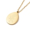 Teardrop with Rose of Life Pendant Necklace, Ion Plating(IP) 304 Stainless Steel Jewelry for Women, Golden, 16.34 inch(41.5cm)