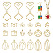 44Pcs 11 Styles Rack Plating Alloy Open Back Bezel Pendants, For DIY UV Resin, Epoxy Resin, Pressed Flower Jewelry, Cadmium Free & Nickel Free & Lead Free, Mixed Shapes, Light Gold, 16~33.5x15.5~29x1~2mm, Hole: 1.2~3mm, 4pcs/style