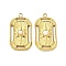 Natural White Jade Pendants, Rectangle Charms, with PVD Vacuum Plating Real 18K Gold Plated 201 Stainless Steel Findings, 21.5x12.5x3.5mm, Hole: 1.6mm