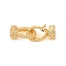Brass Fold Over Clasps, Cadmium Free & Nickel Free & Lead Free, Twist Oval, Real 18K Gold Plated, Oval: 10x7x5.5mm, Inner Diameter: 3.5mm; Clasps: 11.5x6x5.5mm, Inner Diameter: 3.5mm