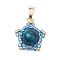 Natural Tiger Eye(Dyed & Heated) & Handmade Glass Seed Beaded Star Pendants, with 304 Stainless Steel Snap on Bails, Golden, Sky Blue, 18x17x8mm, Hole: 6x2.8mm
