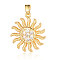 Brass Micro Pave Cubic Zirconia Pendants, Cadmium Free & Nickel Free & Lead Free, Sun Charms, Real 18K Gold Plated, 21x18x2mm