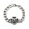 304 Stainless Steel Curb Chains Bancelets, Cross with Skull, Antique Silver, 8-5/8 inch(22cm), Pendant: 25x44x6mm