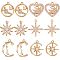12Pcs 6 Style Brass Micro Pave Cubic Zirconia Pendants, Light Gold, Long-Lasting Plated, Cadmium Free & Lead Free, Star & Moon Charm, Clear, 17~21x13.5~18x2~4mm, Hole: 1~1.6mm, 2pcs/style