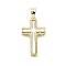 Cross Brass Pendants, with Shell, Real 16K Gold Plated, 23x13.5x3.5mm, Hole: 5.5x3mm