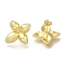 Rack Plating Flower Brass Micro Pave Clear Cubic Zirconia Stud Earrrings, Long-Lasting Plated, Cadmium Free & Lead Free, Real 18K Gold Plated, 18.5x18.5mm